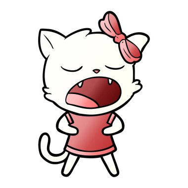 vektör çizim karikatür esneme kedi