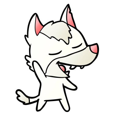 vektör çizim karikatür kurt gülen