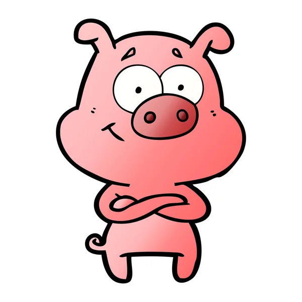 Illustration Vectorielle Cochon Heureux Dessin Animé — Image vectorielle