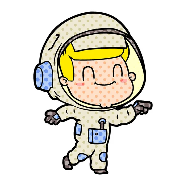 mutlu karikatür astronot vektör çizim
