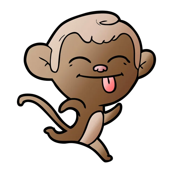Ilustração Vetorial Macaco Desenho Animado Correndo Mostrando Língua Isolada Branco — Vetor de Stock