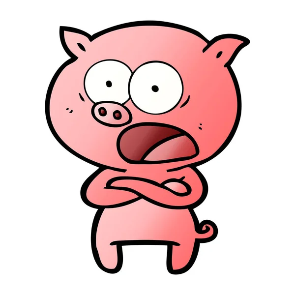 Vector Illustration Cartoon Pig Shouting — Stock Vector