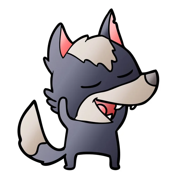 Vektorové Ilustrace Kreslené Vlk Směje — Stockový vektor