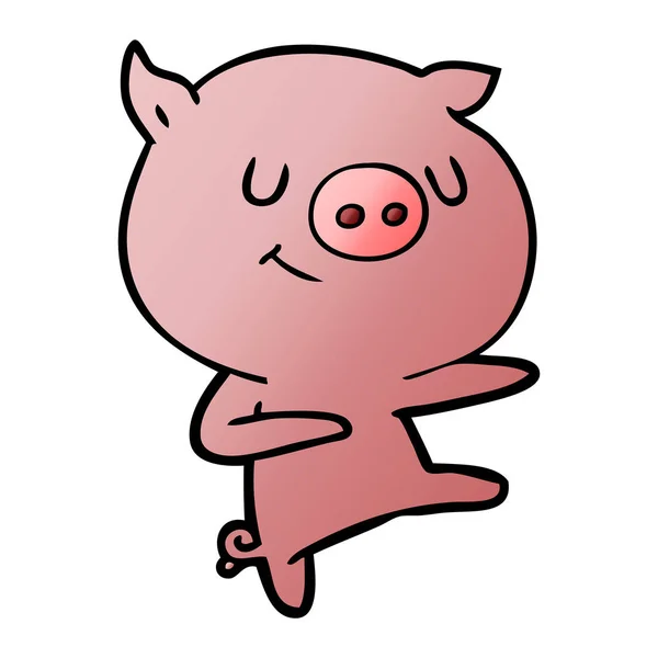 Heureux Dessin Animé Porc Danse — Image vectorielle