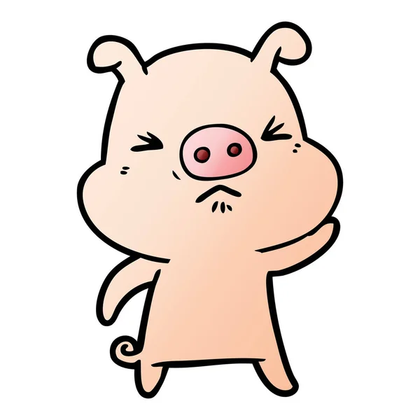 Vector Illustration Cartoon Grumpy Pig — Stock Vector