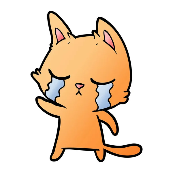 Crying Cartoon Cat Pointing — Stock Vector