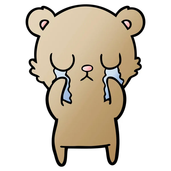 Vector Illustration Crying Cartoon Bear — Stock Vector