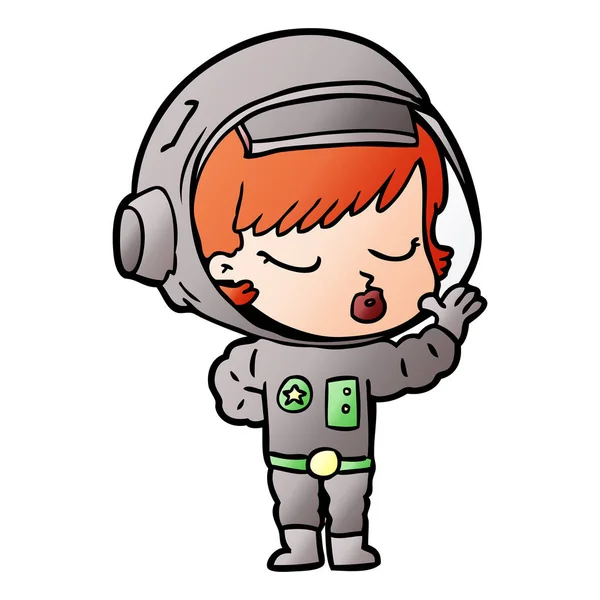 Desenho Animado Menina Astronauta Bonita —  Vetores de Stock