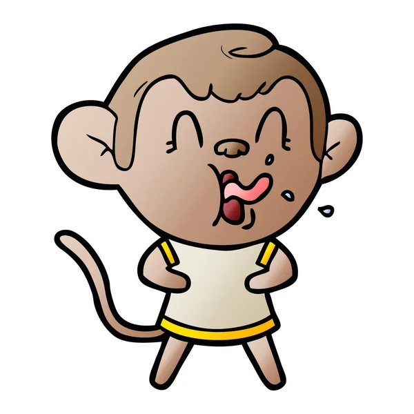 Vektorové Ilustrace Šťastný Kreslená Opice Šatech Zobrazující Jazyk Izolované Bílém — Stockový vektor