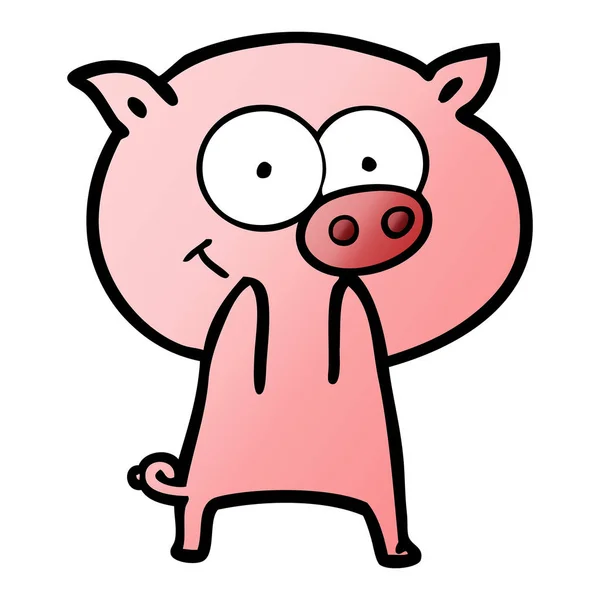 Illustration Vectorielle Dessin Animé Cochon Joyeux — Image vectorielle