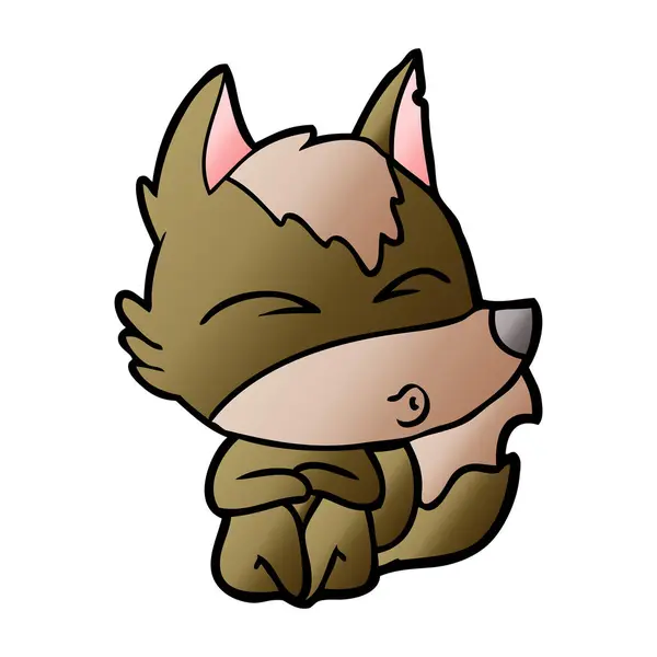 Ilustración Vectorial Del Silbido Lobo Dibujos Animados — Vector de stock