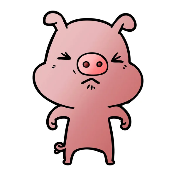 Illustration Vectorielle Cochon Colère Dessin Animé — Image vectorielle