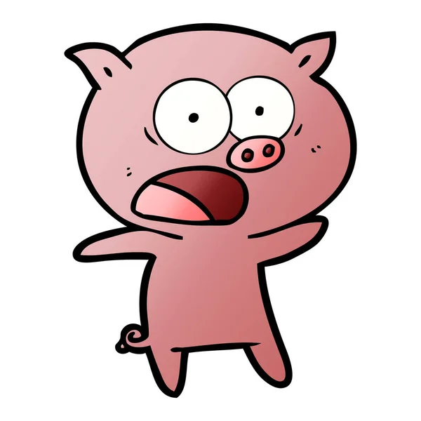 Vector Illustration Cartoon Pig Shouting — Stock Vector