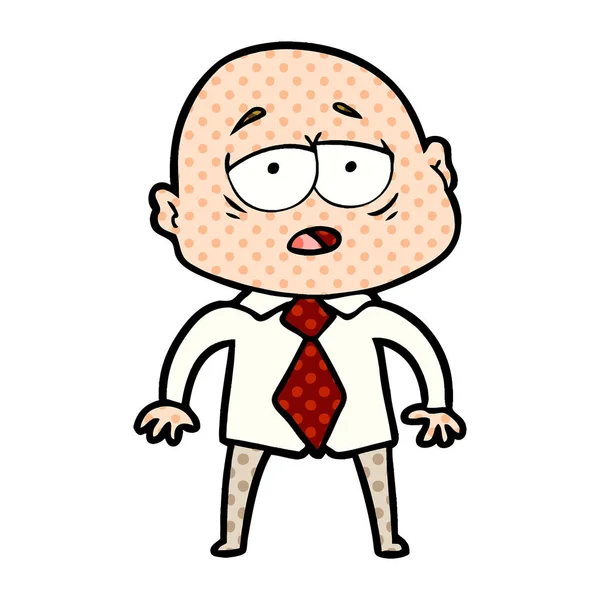 Cartoon Tired Bald Man Shirt Tie — Stock Vector