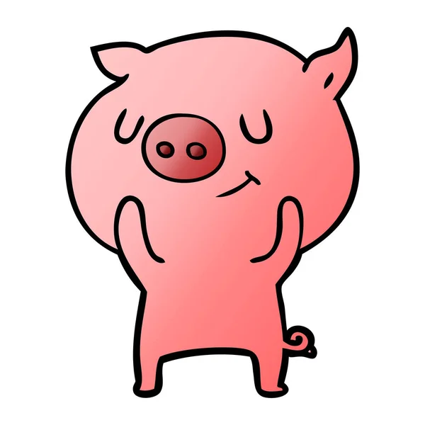 Illustration Vectorielle Cochon Heureux Dessin Animé — Image vectorielle