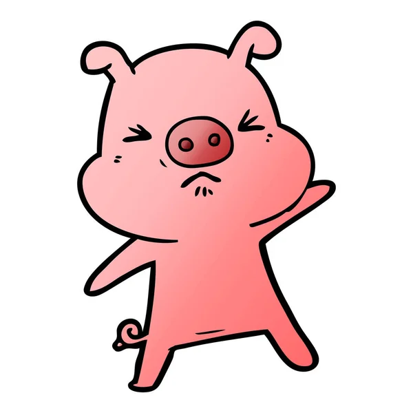 Illustration Vectorielle Cochon Colère Dessin Animé — Image vectorielle