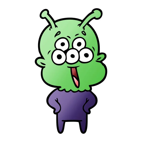 Vectorillustratie Voor Happy Cartoon Alien — Stockvector