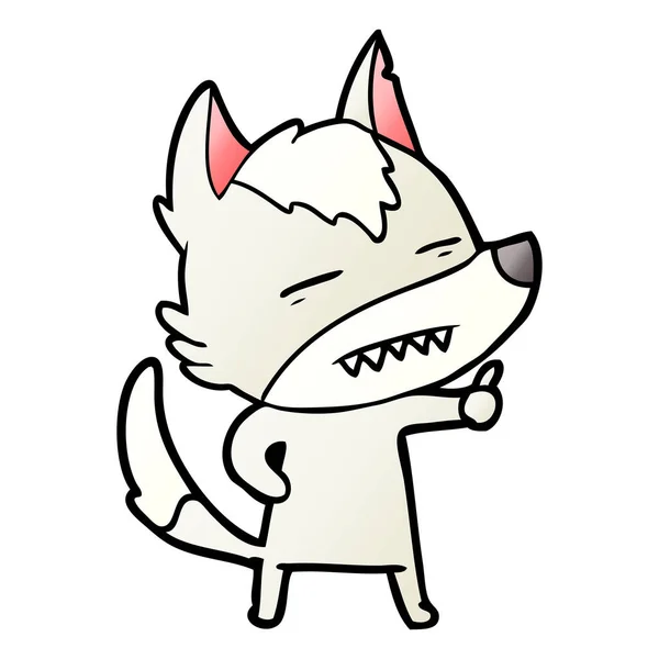 Cartoon Wolf Weergegeven Tanden — Stockvector