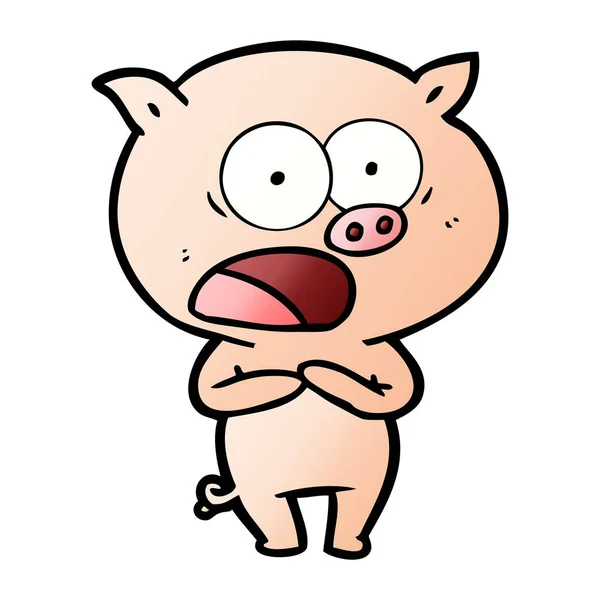 Vector Illustration Cartoon Pig Shouting — Stock Vector