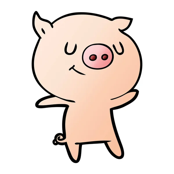 Illustration Vectorielle Cochon Heureux Dessin Animé — Image vectorielle