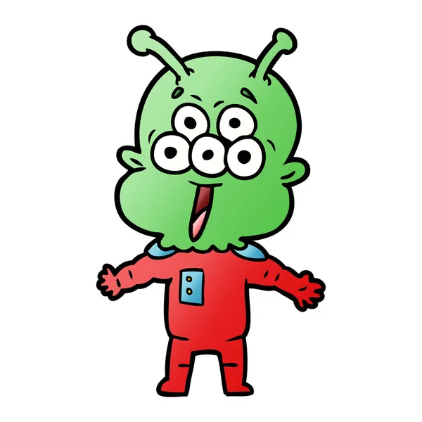 Vektor Illustration Von Glücklichen Cartoon Alien — Stockvektor