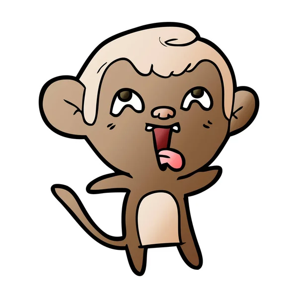 Ilustração Vetorial Macaco Desenho Animado Louco Mostrando Língua Isolada Branco —  Vetores de Stock