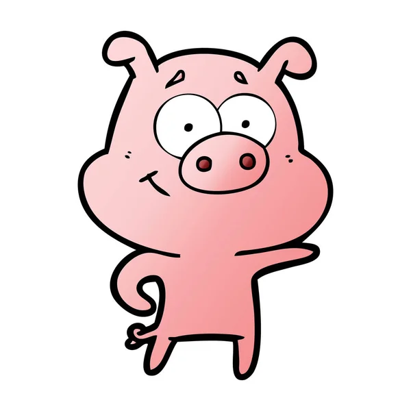 Vector Illustration Cartoon Pig Pointing — Stock Vector