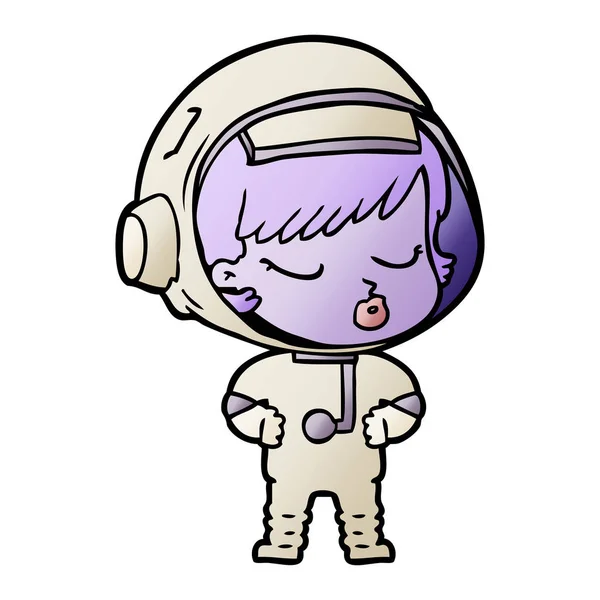 Cartone Animato Bella Ragazza Astronauta — Vettoriale Stock