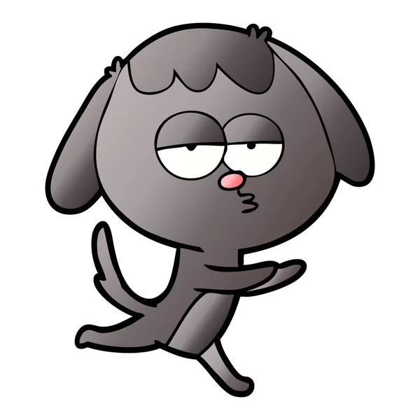 Desenho Animado Entediado Cão Correndo — Vetor de Stock