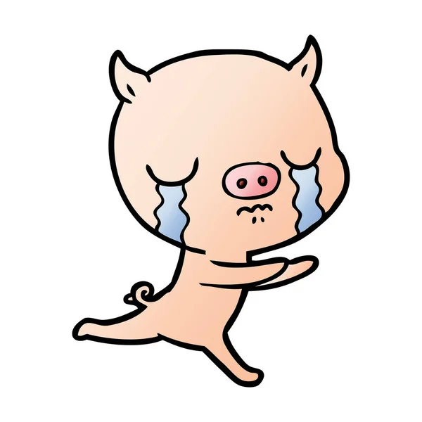 Ilustração Vetorial Choro Porco Dos Desenhos Animados —  Vetores de Stock