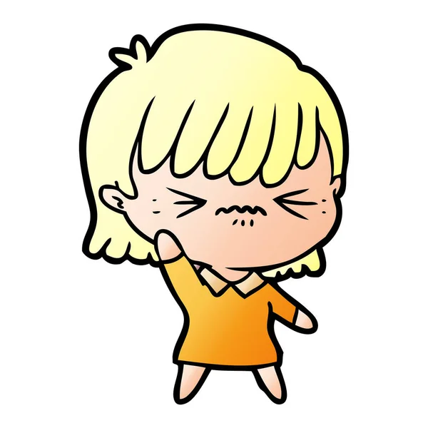 Vector Illustration Annoyed Cartoon Girl — Stock Vector