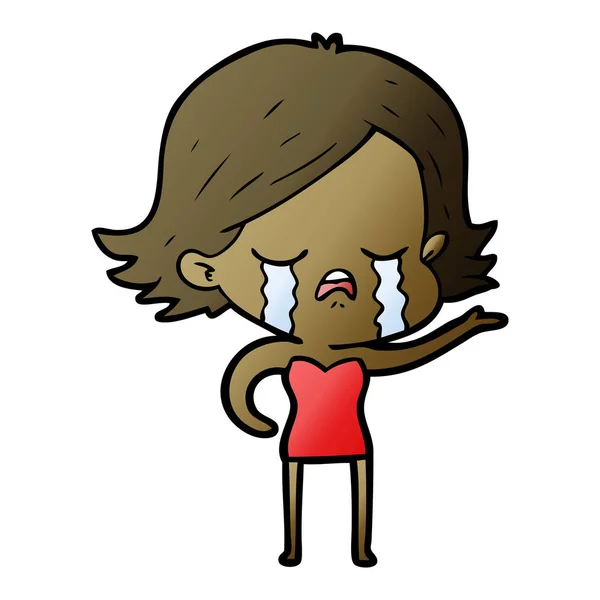 Vector Illustration Cartoon Girl Crying — Stock Vector