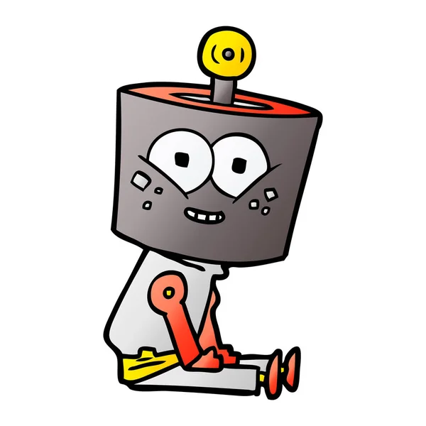 Vector Illustration Happy Cartoon Robot — Stock Vector