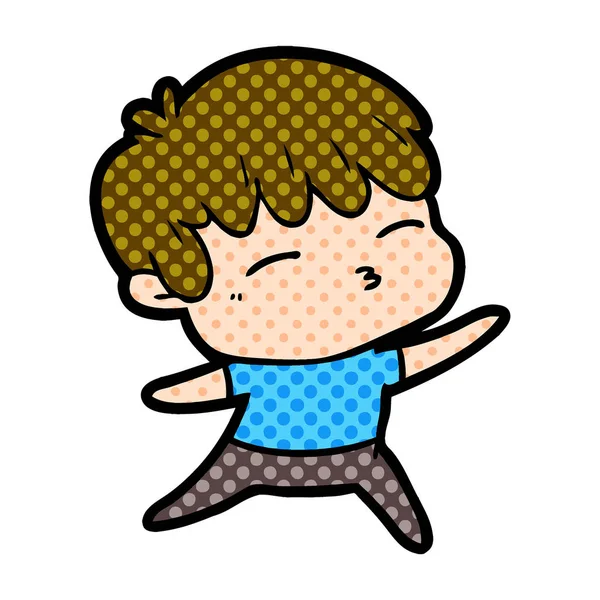 Vectorillustratie Van Cartoon Nieuwsgierig Jongen — Stockvector