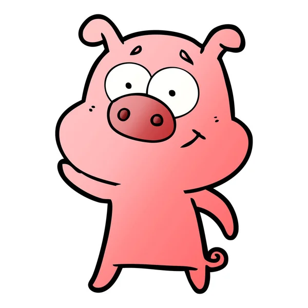 Illustration Vectorielle Cochon Heureux Dessin Animé — Image vectorielle