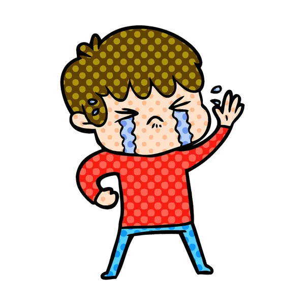 Vector Illustration Cartoon Boy Crying — Stock Vector
