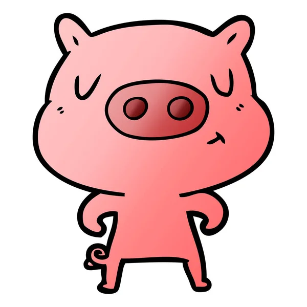 Vektorillustration Des Cartoon Inhalts Schwein — Stockvektor