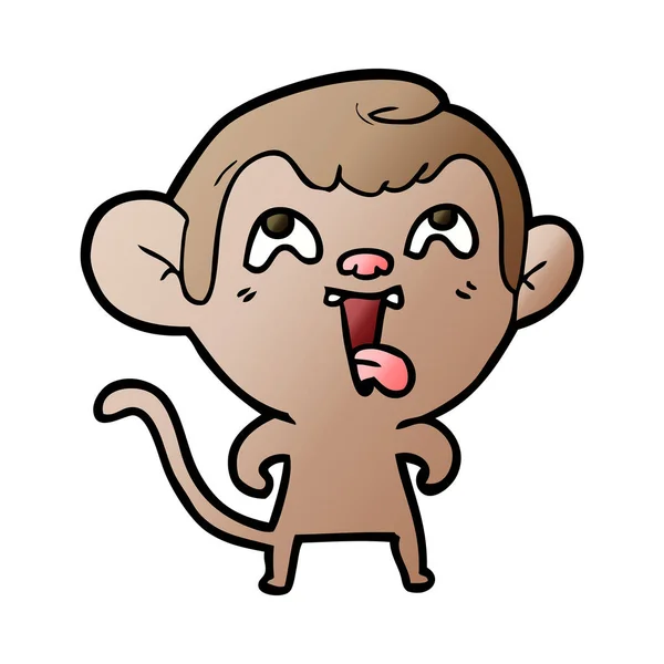 Ilustração Vetorial Desenho Animado Macaco Louco Mostrando Língua Isolada Branco — Vetor de Stock