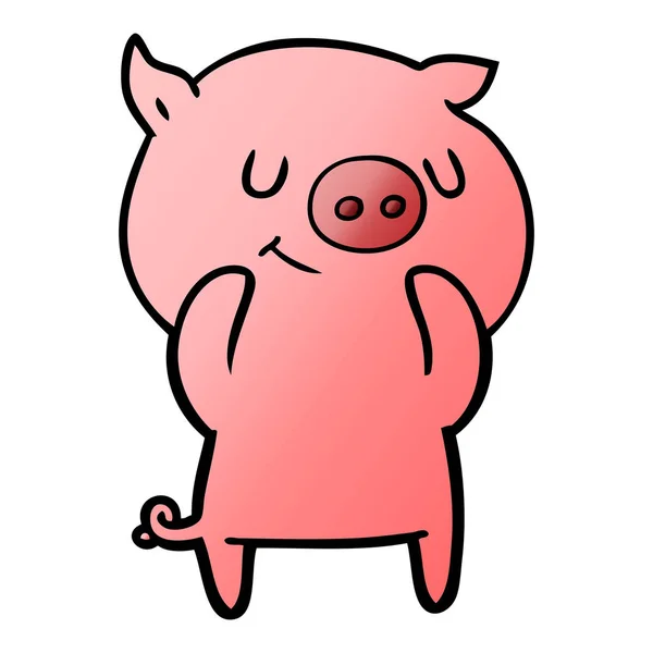 Illustration Vectorielle Cochon Heureux Dessin Animé — Image vectorielle