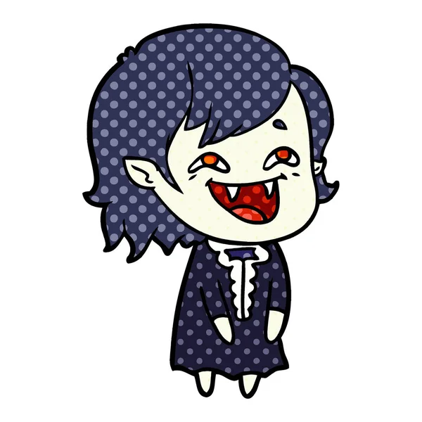 笑う吸血鬼少女を漫画します — ストックベクタ