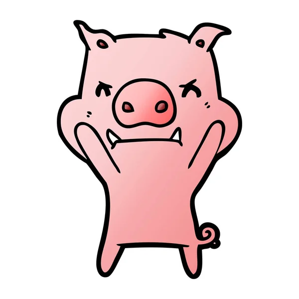 Illustration Vectorielle Cochon Dessin Animé Colère — Image vectorielle