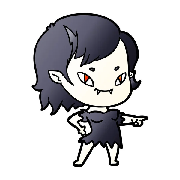 Dessin Animé Sympathique Vampire Fille Pointant — Image vectorielle