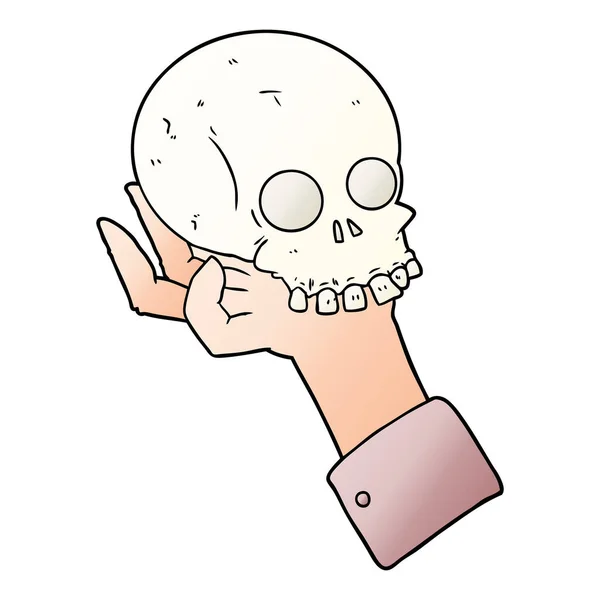 Cartoon Hand Holding Skull — Stock Vector