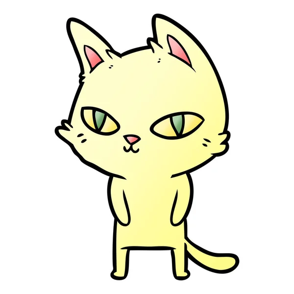 Gato Dibujos Animados Con Ojos Brillantes — Archivo Imágenes Vectoriales