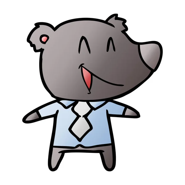 卡通熊在衬衫和领带 — 图库矢量图片