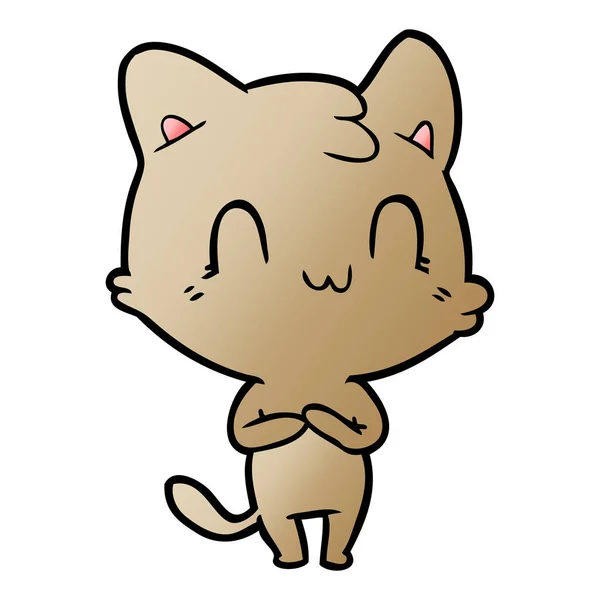 Векторная Иллюстрация Мультяшной Счастливой Кошки — стоковый вектор