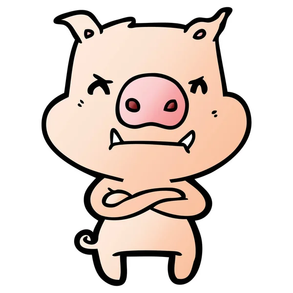 Illustration Vectorielle Cochon Dessin Animé Colère — Image vectorielle