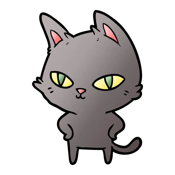 Kartun Kucing Dengan Mata Cerah - Stok Vektor