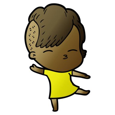 çizgi film kız gözlerini kısarak vektör çizim