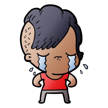 Ağlayan kızın vektör çizimi